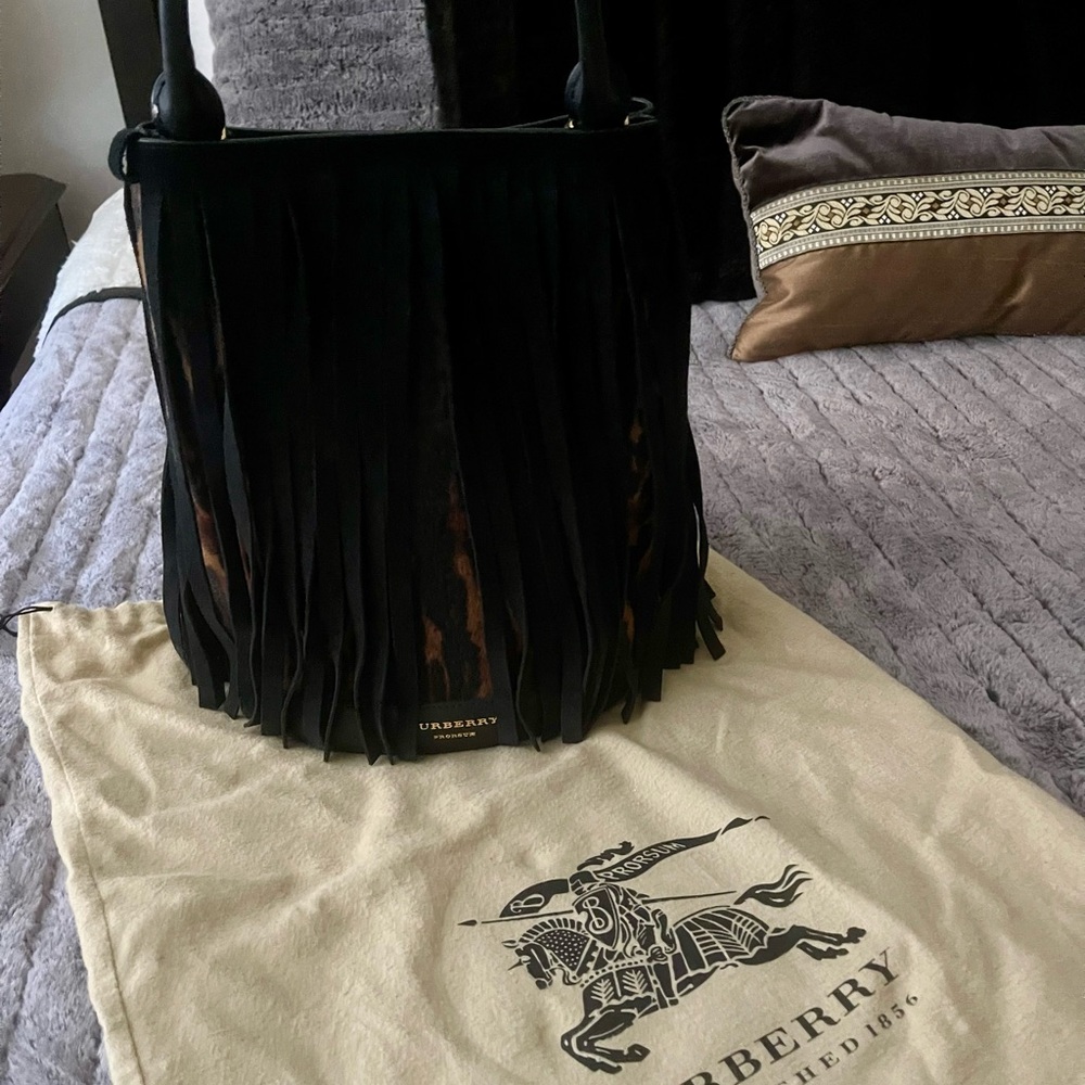 Burberry Black and Brown Fringe Shoulder Bag